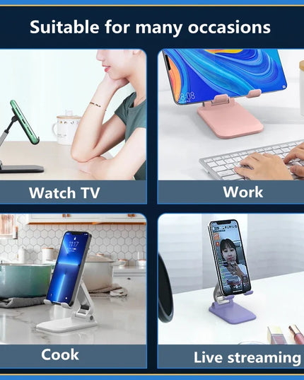 Portable Foldable Phone Stand – Adjustable Desk Holder for iPhone, iPad & Tablets