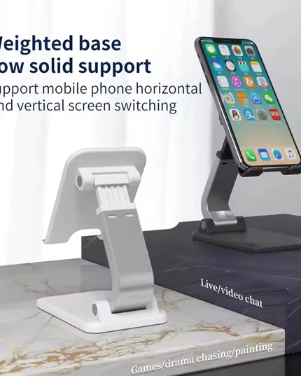 Portable Foldable Phone Stand – Adjustable Desk Holder for iPhone, iPad & Tablets