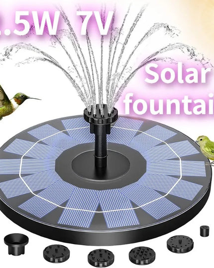 Outdoor fully wireless 2.5W solar fountain with pump kit & 6 nozzles (l akes/ pools / anywhere with water )