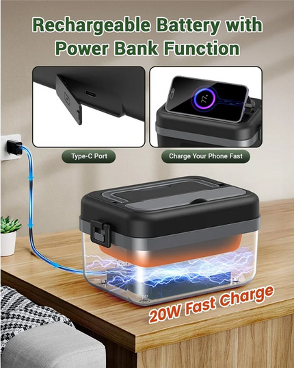 8000mAh Cordless Self-Heating Lunch Box for Car, Office & Travel