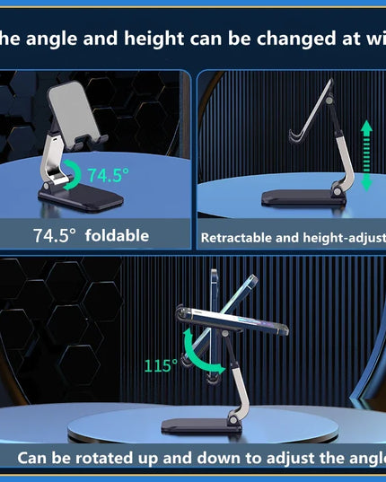 Portable Foldable Phone Stand – Adjustable Desk Holder for iPhone, iPad & Tablets