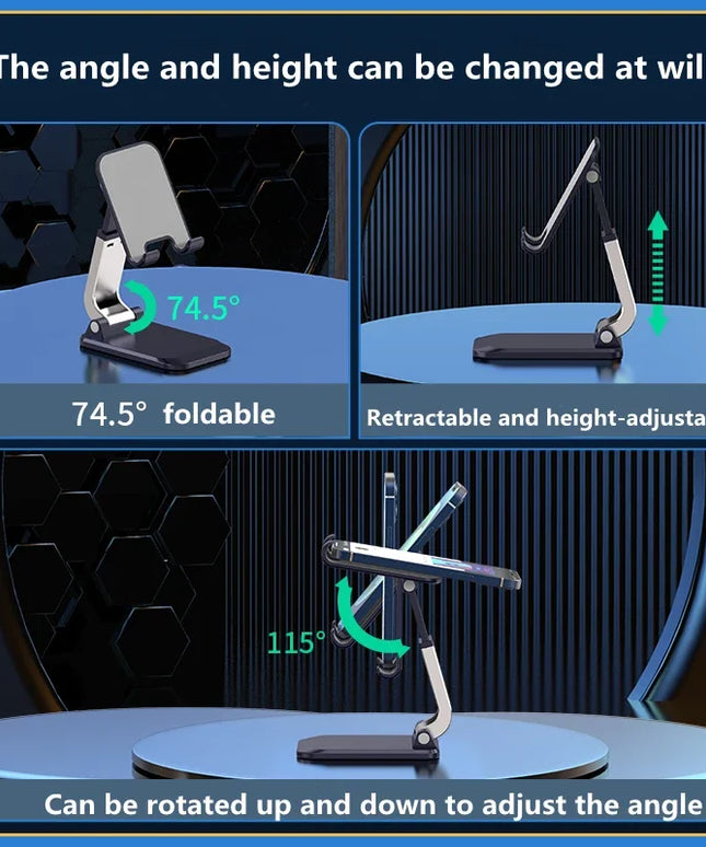 Portable Foldable Phone Stand – Adjustable Desk Holder for iPhone, iPad & Tablets