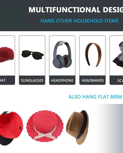 HatHook - 10Pcs minimalistic hat rack, hats / headphone / chain  
