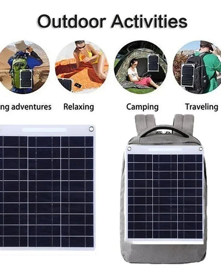 100W Solar Charger with Dual USB Ports, Waterproof & Portable Solar Panel for Emergency  