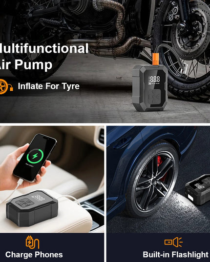 smartpump- Rechargeable multi use Inflator pump & powerbank with lights
