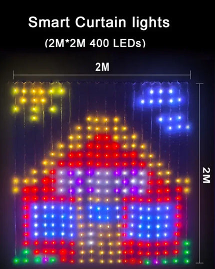 3x3 smart LED curtain with App RGB Fairy Lights , Music and Change Display best lighting decoration