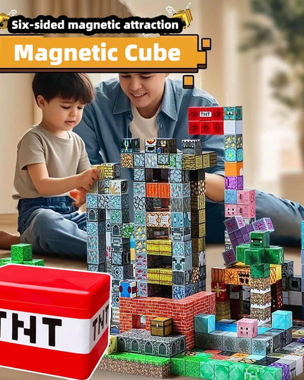 Minecrafters - Minecraft themed 200pcs magnetic building block set with free TNT Storage Box!