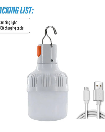 BrightNight - waterproof outdoor USB rechargeable bulb with hook