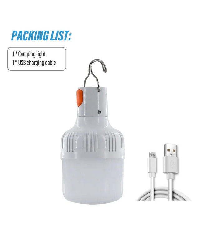 BrightNight - waterproof outdoor USB rechargeable bulb with hook