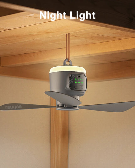 Large strong portable rechargable outdoor/ camping 12000Mah Ceiling Fan with LED light & remote 