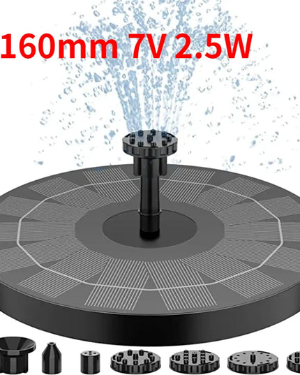 Outdoor fully wireless 2.5W solar fountain with pump kit & 6 nozzles (l akes/ pools / anywhere with water )