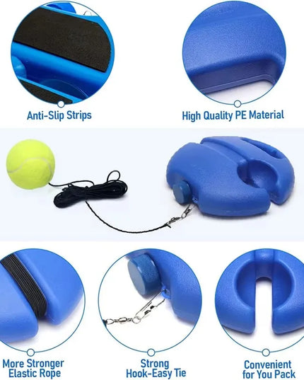 Rebound Ball - Tennis training rebound base with elastic attached ball + 3 free balls !