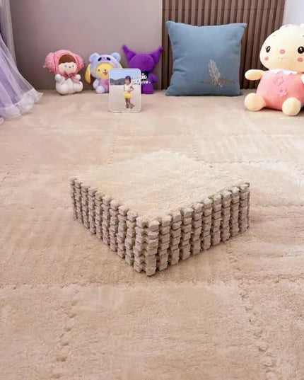 10Pcs 30*30CM Creative Plush Puzzle Foam Floor Mat Puzzle Carpet Warm Playmat Interlocking Exercise Tiles Fluffy Area Rugs