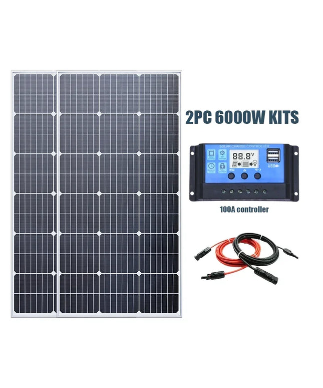 6000W/3000W High-Power Solar Panel Kit, Suitable for Outdoor Activities and Homes Camping and RV off Grid Living