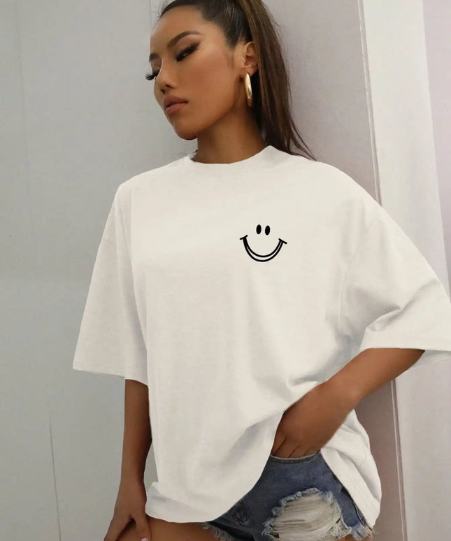 Smily Face Printed Soft Cotton T-shirt, 