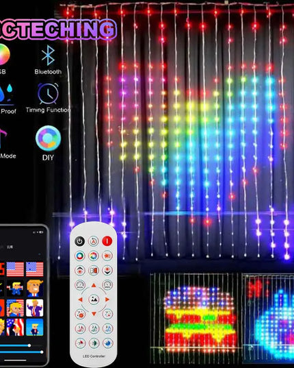 3x3 smart LED curtain with App RGB Fairy Lights , Music and Change Display best lighting decoration