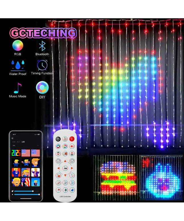 3x3 smart LED curtain with App RGB Fairy Lights , Music and Change Display best lighting decoration