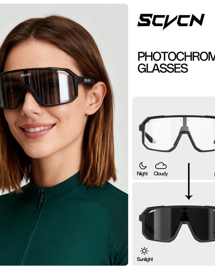 SCVCN - Men's all weather adaptive adjustable multi use sunglasses & sports glasses (Cycling/skiing/jogging/golf ) UV400 