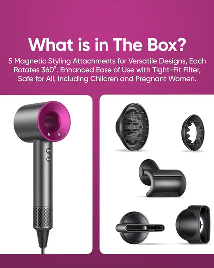 5 in 1 Professional Hair Dryer set , with Hot and Cold Air Functionality ,Lightweight and Thermostatic Styling for Smooth Hair- US plug