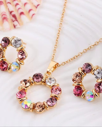 Gold exquisite style jewelry set (Necklace + Earrings) 