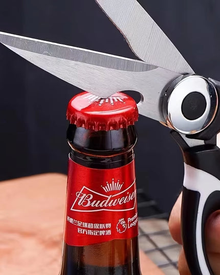 Multifunctional stainless steel Kitchen Scissors(Fish /Vegetables /meat or Bone /bread) with bottle cap