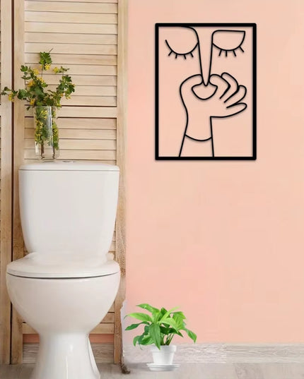 1Pc Humorous Bathroom Sign with Minimal Line Art Design - Restroom Decor