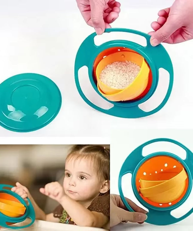 Anti spill rotary balance, kids eating bowl 