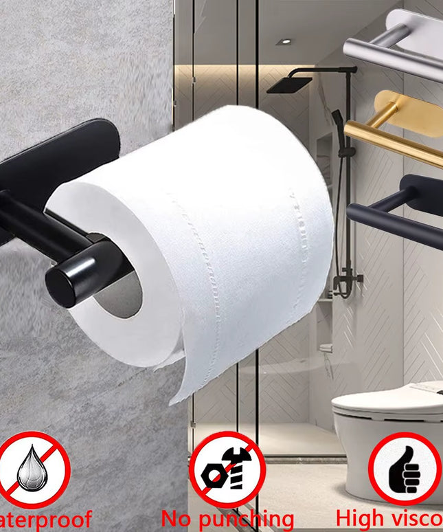 Adhesive & sturdy multi use Holder handle for Kitchen Roll & napkins / Towel holder / Toilet tissue holder -33.5cm handle