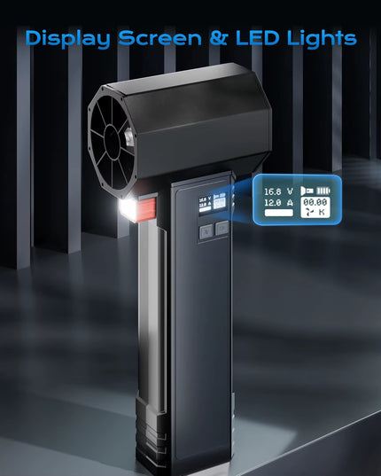 Multi-use Violent Handheld Turbo Jet Fan with Display Screen & LED Lighting 64MM Brushless Motor High-Speed 4000Ma 1600G Thrust