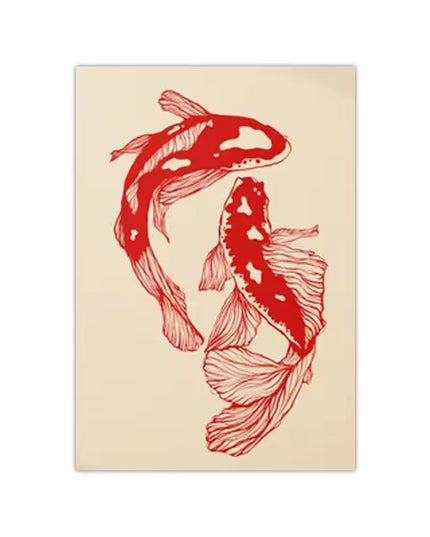Red Koi's canvas print wall decoration art poster- no frame