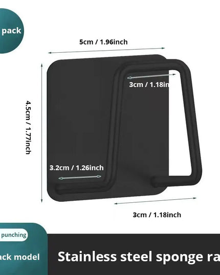 2Pc Stainless Steel Sink Sponge Rack or wall mounted Kitchen Supplies holder 