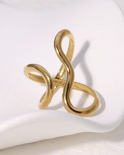 Stainless Steel Waterproof gold open Ring 