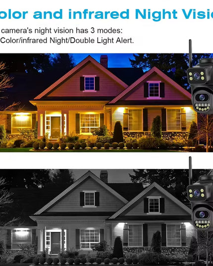 Waterproof 4K 8MP Wifi Surveillance Camera with night vision ,Ai Human Detect, Dual Lens, 4X Digital Zoom, Outdoor Security PTZ IP Cameras