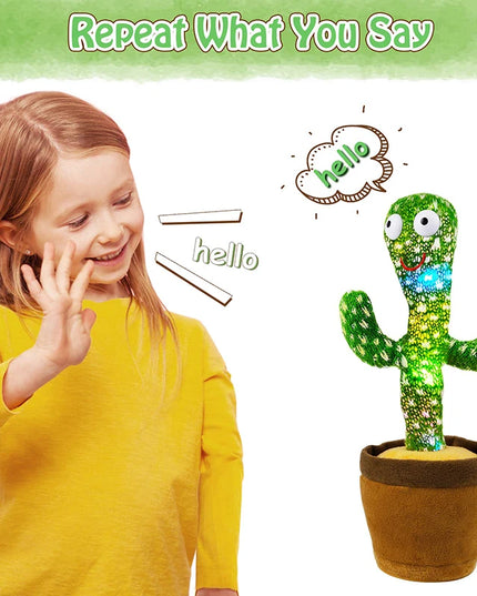 Repeating & Dancing Cactus  - with 120 Song Speaker Talking Usb Battery Voice Repeat Plush Cactus DancingToy