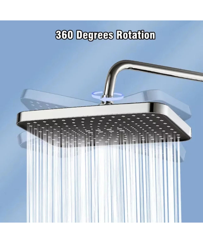30Cm Large Size High Pressure Overhead Rain Shower Head Flow, 360° Rotation & Water Saving
