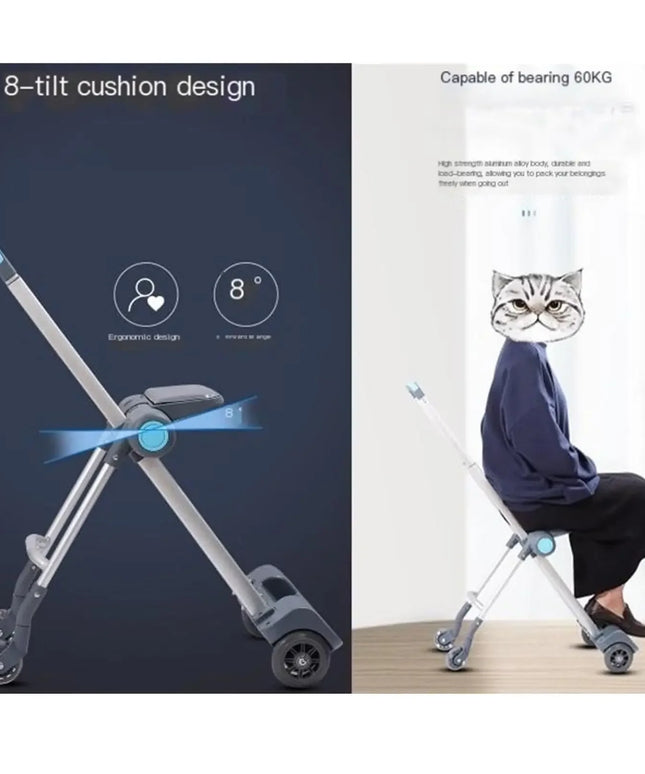 Strolluggage -20inch travel rolling luggage with very durable kids seat and support wheels leg 