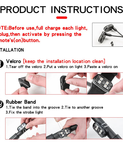 8 Pcs Set of Rechargeable 8 Color Choice Waterproof Wireless and Bright LED Strobe Lights for cars and bikes (interior or exterior)-With remote