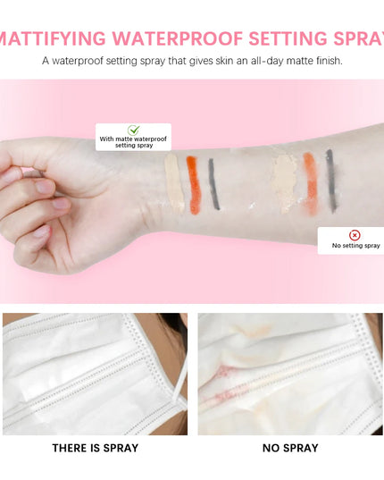 Waterproof long lasting Mattifying Setting Spray, Glossy Matte Base Makeup Control Oil, Non-Sticky Make-Up Fixer Spray for All Skin