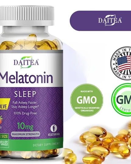 1 bootle / 60 strawberry flavored Melatonin 10Mg capsules for healthy and quick Sleep Dietary Supplement