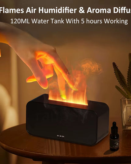 Mini Essential Oil Aroma Diffuser, 7 Colorful Flame Air Humidifier, Aromatherapy with Timing Setting 