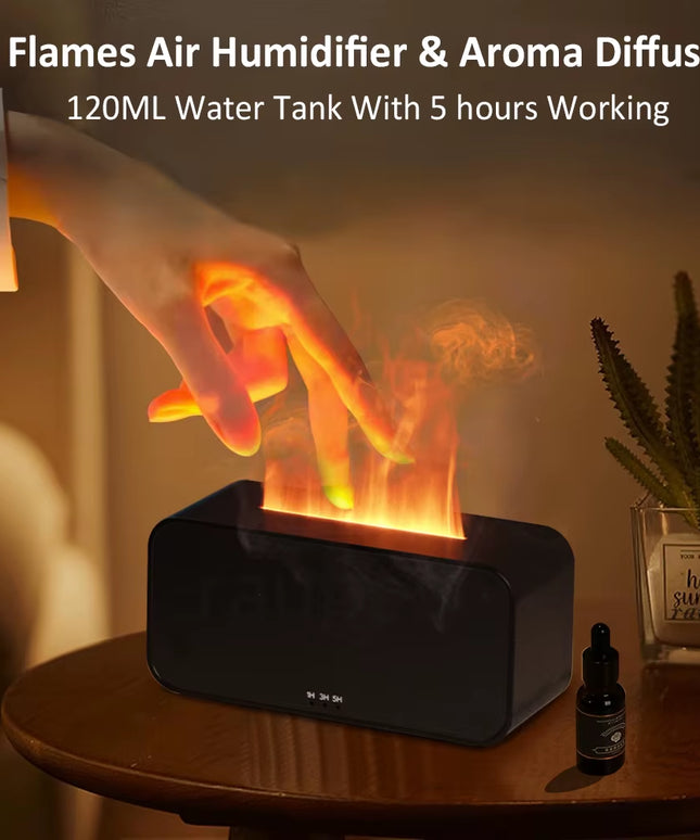 Mini Essential Oil Aroma Diffuser, 7 Colorful Flame Air Humidifier, Aromatherapy with Timing Setting 