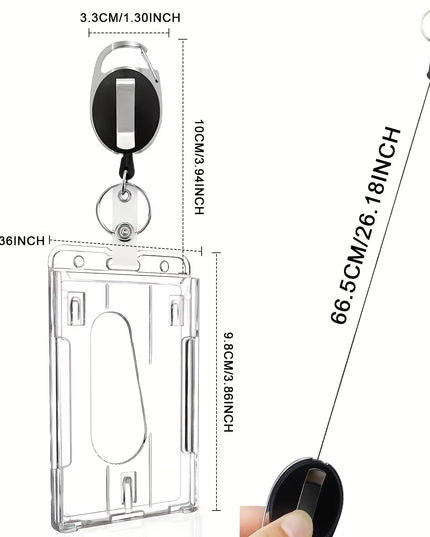Transparent Card/ ID case with Retractable Keychain -1pcs