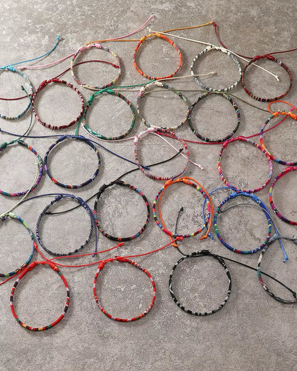 24Pcs Bohemian Style handmade unisex Bracelets Set, Colorful Cloth art Bracelet