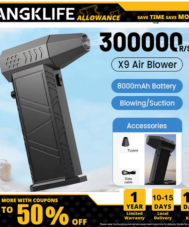 130000RPM Wind Speed Turbo Jet Fan, Multi use adjustable powerful air blower garden cleaning, car wash, fire..