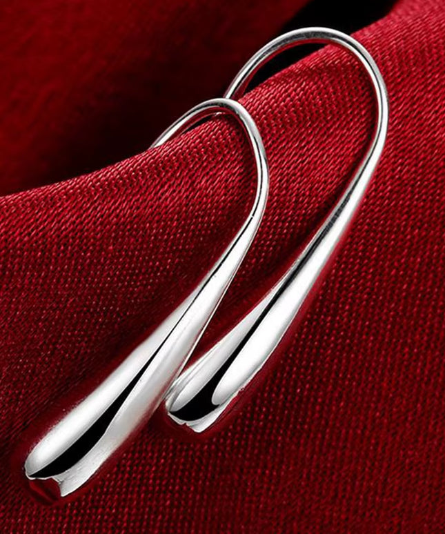 Women's 925 Sterling Silver Water Drop Pendants Hoop Earrings set
