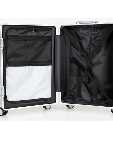 27 inch Strong Aluminium Frame luggage, Front Opening section, with USB and Cup Holder