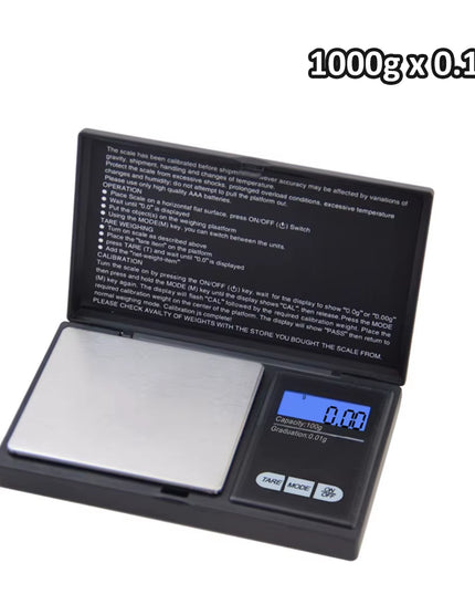PreciseScale - 1000G x 0.1G Mini Stainless Steel Electronic Digital Pocket jewelry Scale 
