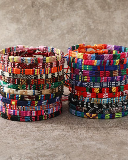 24Pcs Bohemian Style handmade unisex Bracelets Set, Colorful Cloth art Bracelet