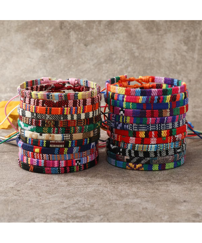 24Pcs Bohemian Style handmade unisex Bracelets Set, Colorful Cloth art Bracelet