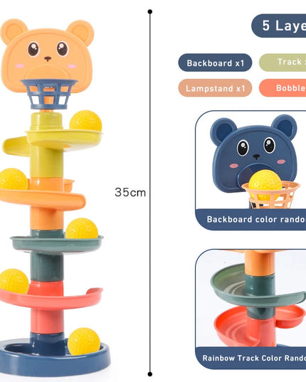 Montessori baby toys ,Track Rolling Sliding Ball up to 9 layers height adjustment 